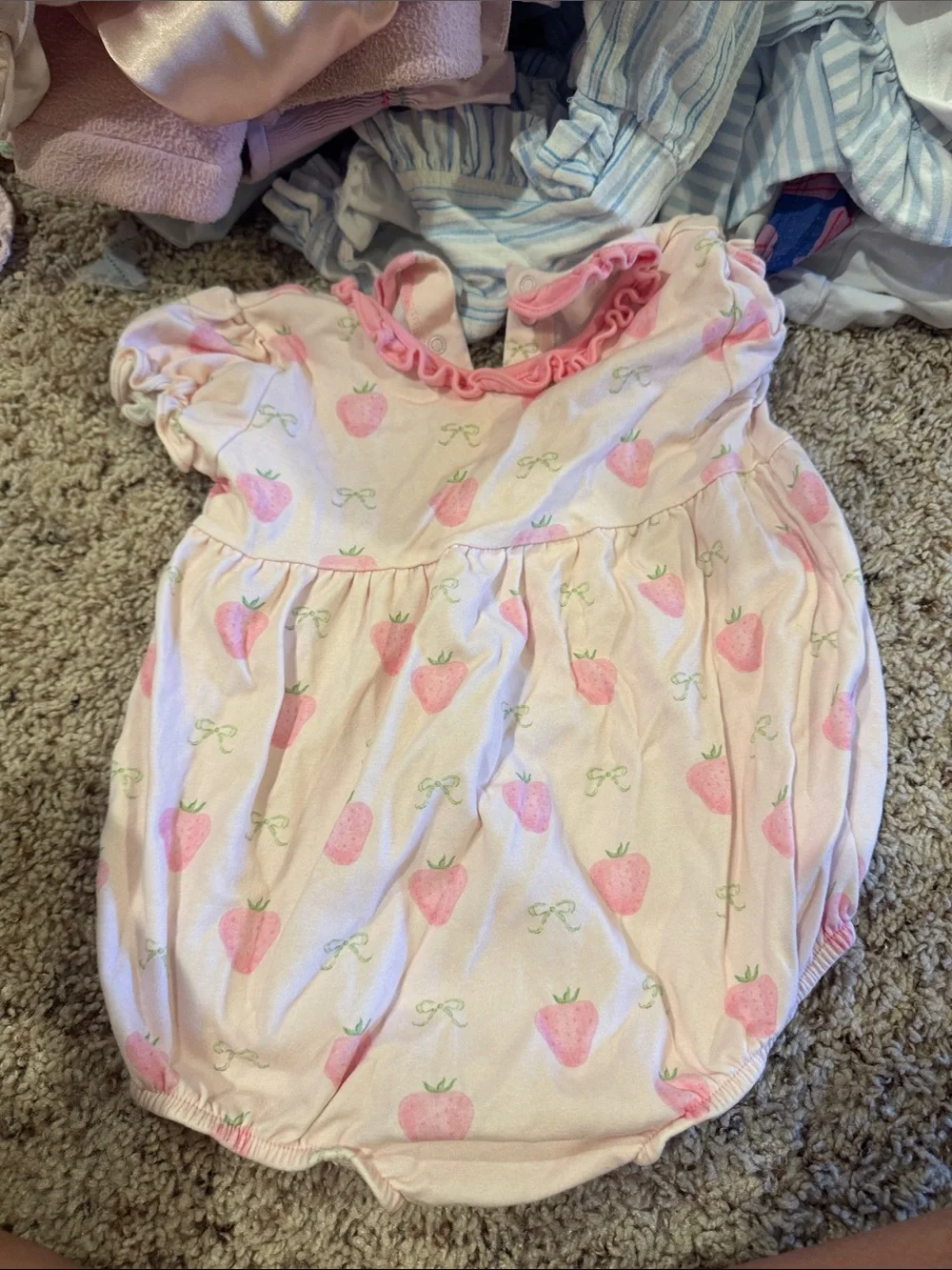 Baby Strawberry Print Pink Romper — Cute Infant Onesie